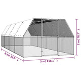 vidaXL Chicken Cage 3x8x2 m Galvanised Steel