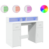 vidaXL Desk with LED Lights White 120x55x91 cm Engineered Wood