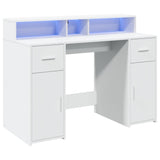 vidaXL Desk with LED Lights White 120x55x91 cm Engineered Wood