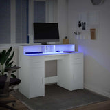 vidaXL Desk with LED Lights White 120x55x91 cm Engineered Wood