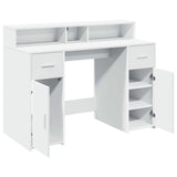 vidaXL Desk with LED Lights White 120x55x91 cm Engineered Wood