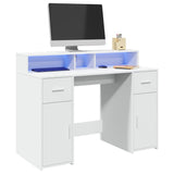 vidaXL Desk with LED Lights White 120x55x91 cm Engineered Wood