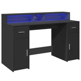 vidaXL Desk with LED Lights Black 140x55x91 cm Engineered Wood