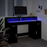 vidaXL Desk with LED Lights Black 140x55x91 cm Engineered Wood