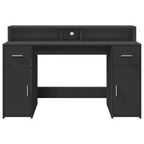 vidaXL Desk with LED Lights Black 140x55x91 cm Engineered Wood