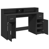 vidaXL Desk with LED Lights Black 140x55x91 cm Engineered Wood