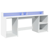 vidaXL Desk with LED Lights White 200x55x91 cm Engineered Wood