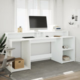 vidaXL Desk with LED Lights White 200x55x91 cm Engineered Wood