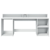 vidaXL Desk with LED Lights White 200x55x91 cm Engineered Wood