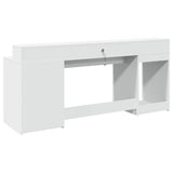 vidaXL Desk with LED Lights White 200x55x91 cm Engineered Wood