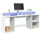 vidaXL Desk with LED Lights White 200x55x91 cm Engineered Wood