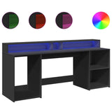 vidaXL Desk with LED Lights Black 200x55x91 cm Engineered Wood