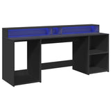 vidaXL Desk with LED Lights Black 200x55x91 cm Engineered Wood