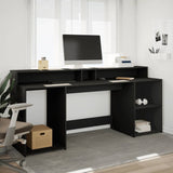 vidaXL Desk with LED Lights Black 200x55x91 cm Engineered Wood