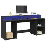 vidaXL Desk with LED Lights Black 200x55x91 cm Engineered Wood