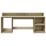 vidaXL Desk with LED Lights Sonoma Oak 200x55x91 cm Engineered Wood