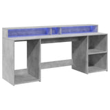 vidaXL Desk with LED Lights Concrete Grey 200x55x91 cm Engineered Wood