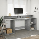 vidaXL Desk with LED Lights Concrete Grey 200x55x91 cm Engineered Wood