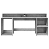 vidaXL Desk with LED Lights Concrete Grey 200x55x91 cm Engineered Wood