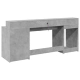 vidaXL Desk with LED Lights Concrete Grey 200x55x91 cm Engineered Wood