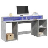 vidaXL Desk with LED Lights Concrete Grey 200x55x91 cm Engineered Wood