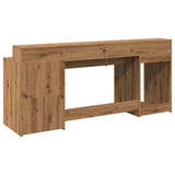 vidaXL Desk with LED Lights Artisian Oak 200x55x91 cm Engineered Wood