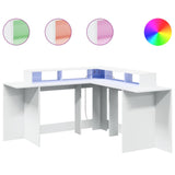 vidaXL Desk with LED Lights White 152x152x91 cm Engineered Wood