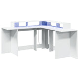 vidaXL Desk with LED Lights White 152x152x91 cm Engineered Wood