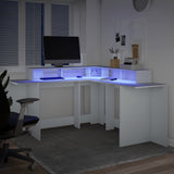 vidaXL Desk with LED Lights White 152x152x91 cm Engineered Wood