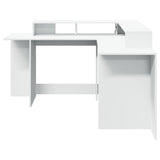 vidaXL Desk with LED Lights White 152x152x91 cm Engineered Wood