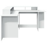 vidaXL Desk with LED Lights White 152x152x91 cm Engineered Wood