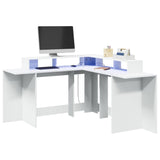 vidaXL Desk with LED Lights White 152x152x91 cm Engineered Wood