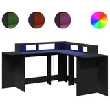 vidaXL Desk with LED Lights Black 152x152x91 cm Engineered Wood