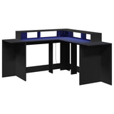 vidaXL Desk with LED Lights Black 152x152x91 cm Engineered Wood