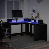 vidaXL Desk with LED Lights Black 152x152x91 cm Engineered Wood