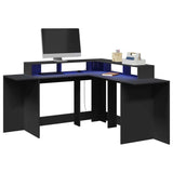 vidaXL Desk with LED Lights Black 152x152x91 cm Engineered Wood