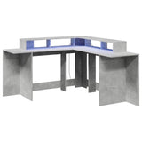 vidaXL Desk with LED Lights Concrete Grey 152x152x91 cm Engineered Wood