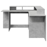 vidaXL Desk with LED Lights Concrete Grey 152x152x91 cm Engineered Wood