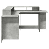 vidaXL Desk with LED Lights Concrete Grey 152x152x91 cm Engineered Wood