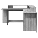 vidaXL Desk with LED Lights Grey Sonoma 152x152x91 cm Engineered Wood