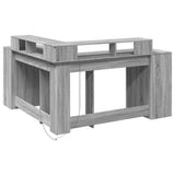 vidaXL Desk with LED Lights Grey Sonoma 152x152x91 cm Engineered Wood