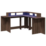 vidaXL Desk with LED Lights Brown Oak 152x152x91 cm Engineered Wood