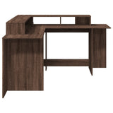 vidaXL Desk with LED Lights Brown Oak 152x152x91 cm Engineered Wood