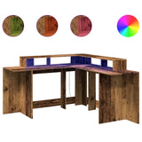 vidaXL Desk with LED Lights Old Wood 152x152x91 cm Engineered Wood