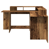 vidaXL Desk with LED Lights Old Wood 152x152x91 cm Engineered Wood