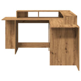 vidaXL Desk with LED Lights Artisian Oak 152x152x91 cm Engineered Wood