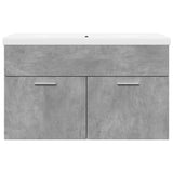 vidaXL Bathroom Sink Cabinet with Built-in Basin Concrete Grey