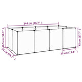 vidaXL Small Animal Cage Black 144x74x46.5 cm PP and Steel