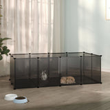 vidaXL Small Animal Cage Black 144x74x46.5 cm PP and Steel