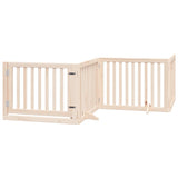 vidaXL Dog Gate with Door Foldable 4 Panels 320 cm Poplar Wood